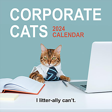 2024 TF Publishing Animal Monthly Wall Calendar, 12” x 12”, Corporate Cats, January To December