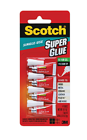 Scotch® Super Glue Gel, Single-Use, 0.07 Oz., Clear, Pack Of 4 Tubes