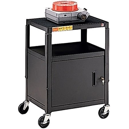 Bretford CA2642 Height Adjustable A/V Cart With Cabinet, 42"H x 24"W x 18"D, Black