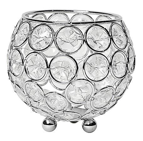 Elegant Designs Elipse Crystal Bowl, 3-3/4", Chrome