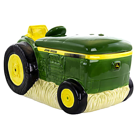 Gibson John Deere Stoneware Tractor Cookie Jar, 6-1/2”H x 6”W x 11”D, Green