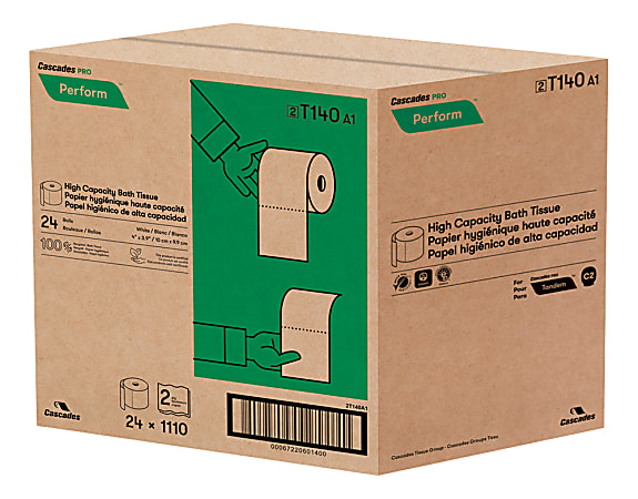 Cascades&reg; Tandem&reg; 100% Recycled JRT Toilet Paper, Pack Of 24 Rolls