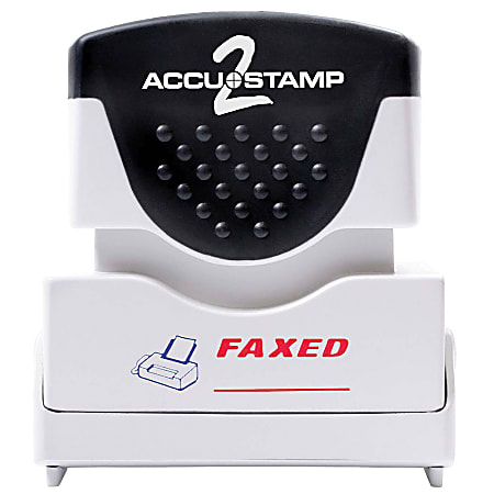 AccuStamp2 Pre-Inked Message Stamp, "Faxed", Red/Blue