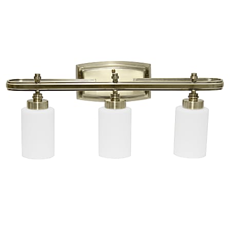 Lalia Home Essentix Contemporary 3-Light Vanity, 5-1/2"W, Opaque White/Antique Brass