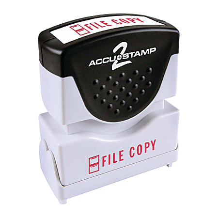 AccuStamp2 File Copy Stamp, Shutter Pre-Inked One-Color FILE COPY&nbsp;Stamp, 1/2" x 1 5/8" Impression, Red Ink