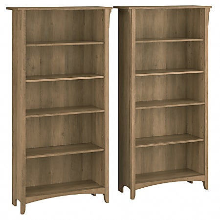 Bush Business Furniture Salinas 63"H 5-Shelf Bookcases, Reclaimed Pine, Set Of 2 Bookcases, Standard Delivery