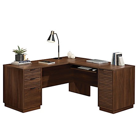 Sauder® Englewood 65"W L-Shaped Corner Desk, Spiced Mahogany