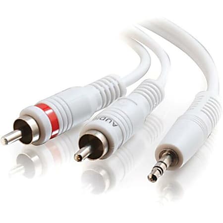 C2G 6ft One 3.5mm Stereo Male to Two RCA Stereo Male Audio Y-Cable - White - Mini-phone Male - RCA Male - 6ft - White