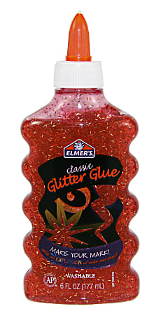Elmers Liquid Glitter Glue 6 Oz Red - Office Depot