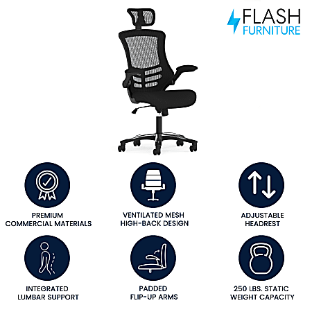 Flash Furniture Ergonomic Mesh High Back Executive Office Chair Black Office Depot