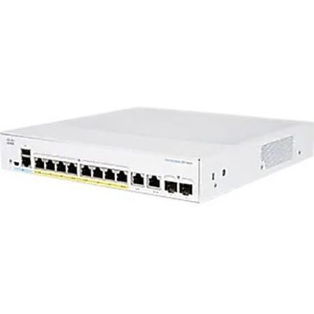 Cisco 350 CBS350-8P-E-2G Ethernet Switch - 10 Ports - Manageable - 2 Layer Supported - Modular - 2 SFP Slots - 14.31 W Power Consumption - 67 W PoE Budget - Optical Fiber, Twisted Pair - PoE Ports - Rack-mountable - Lifetime Limited Warranty