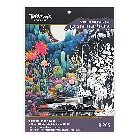 Brea Reese&reg; Scratch Art Paper Pad Kit, 9&rdquo; x 12&rdquo;, Magical Vistas