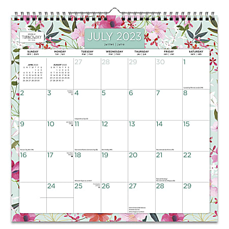 2023-2024 Plato 18-Month Monthly Office Wall Calendar, 12" x 12", House of Turnowsky Flower Shop, July To December