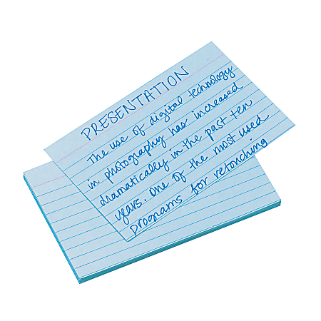 Oxford® Color Index Cards, Ruled, 3" x 5", Blue, Pack Of 100