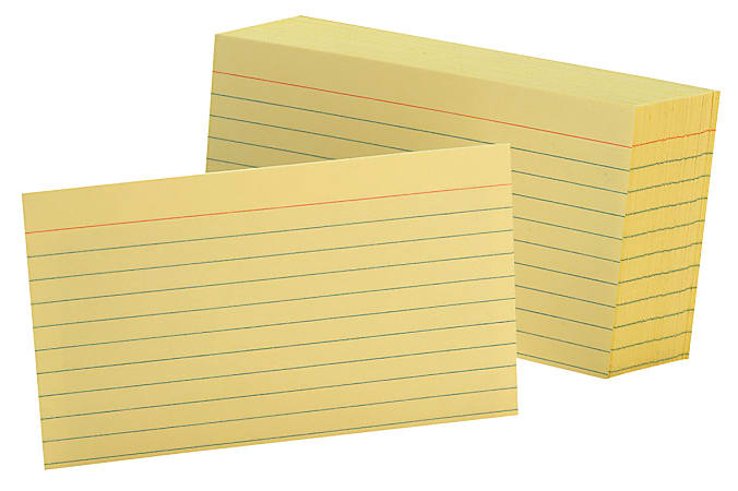 Oxford® Color Index Cards, Ruled, 3" x 5", Canary, Pack Of 100