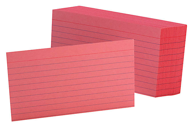 Oxford® Color Index Cards, Ruled, 3" x 5", Cherry, Pack Of 100
