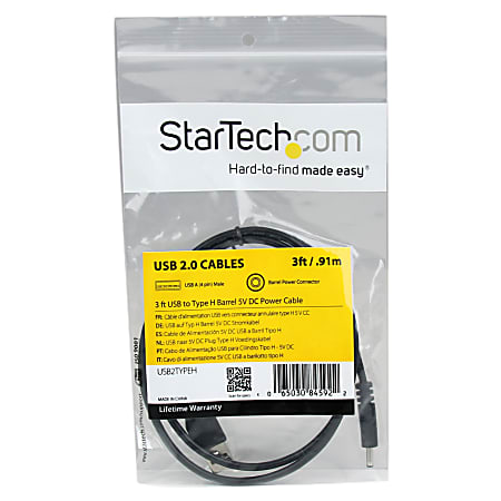 StarTech.com 3 ft USB to Type H Barrel 5V DC Power Cable Charge