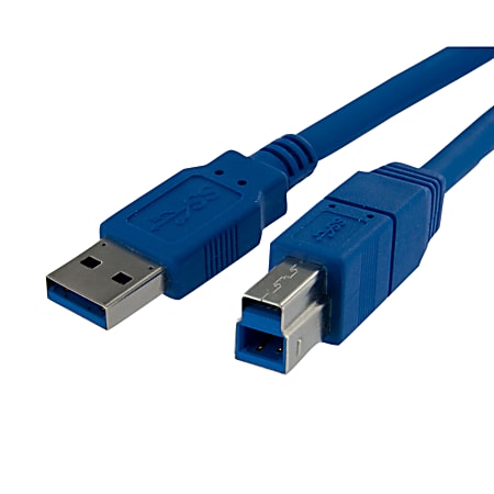 StarTech.com SuperSpeed USB 3.0 Cable A to B - USB 3.0 A (M) to USB 3.0 B (M) - 480 MBytes/s or 4.8 Gbps - 3 ft - Type A Male USB - Type B Male USB - 3ft - Blue