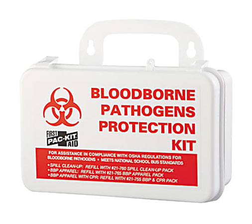 Pac-Kit Small Industrial Bloodborne Pathogen Kit, Plastic Case, 4-1/2" h x 7-1/2" w x 2-3/4" d