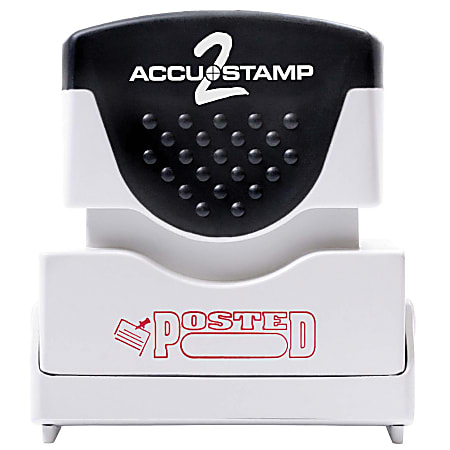 ACCU-STAMP2® Pre-Ink Message Stamp, "Posted" with Box, Red