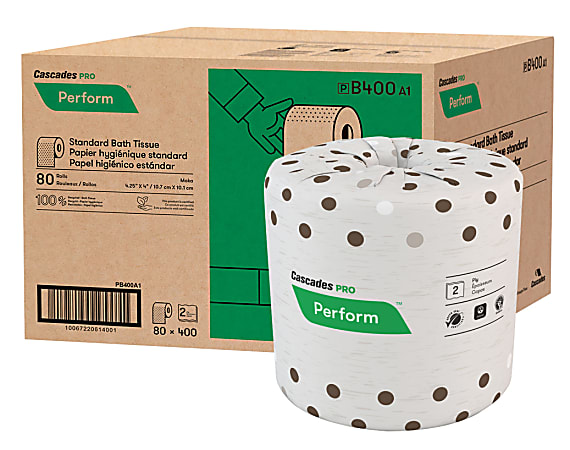 Cascades PRO Perform®, Latte™ 2-ply Toilet Paper, 100% Recycled, 400 Sheets Per Roll, Pack Of 80 Rolls