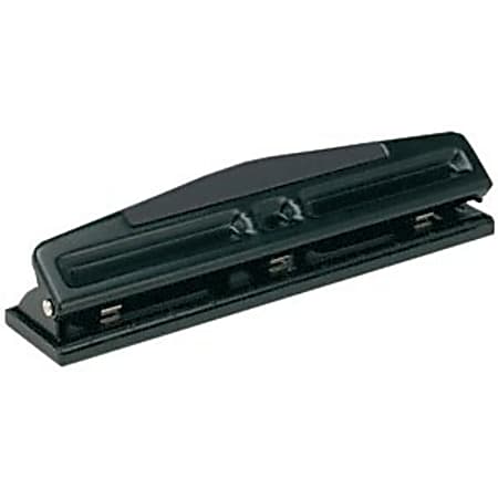 Universal UNV-74323 Deluxe Hole Punch - 3 Punch Head(s) - 12 Sheet - 9/32" Punch Size - Round Shape - Black