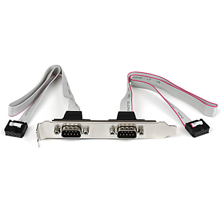 StarTech.com 2 Port 16in DB9 Serial Port BRacket to 10 Pin Header - DB9 bRacket - DB9 Header - Serial Port bRacket (PLATE9M2P16) - Serial panel - DB-9 (M) to 10 pin IDC (F) - 1.3 ft - gray