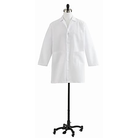 Medline Men's 4-Button Staff-Length Lab Coat, 52", White