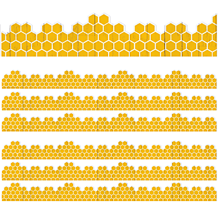 Eureka School Extra-Wide Deco Trim, The Hive Honeycomb, 37’ Per Pack, Set Of 6 Packs