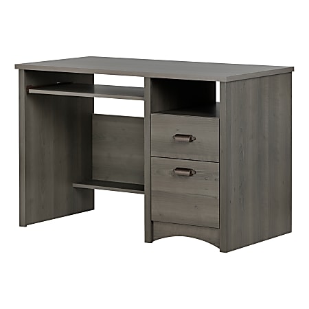 South Shore Gascony 46"W Computer Desk With Keyboard Tray, Gray Maple