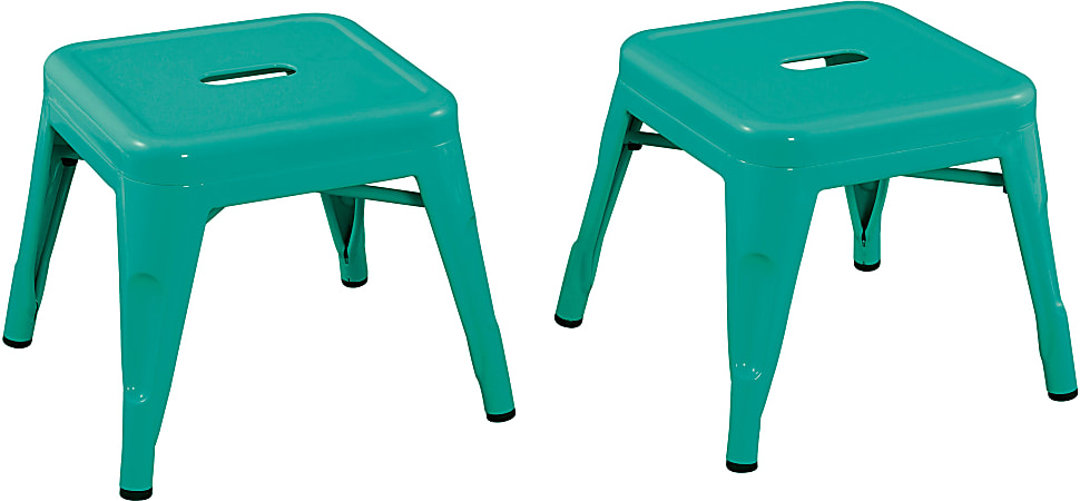 Ace Kid's Metal Stools, Teal, Set Of 2 Stools