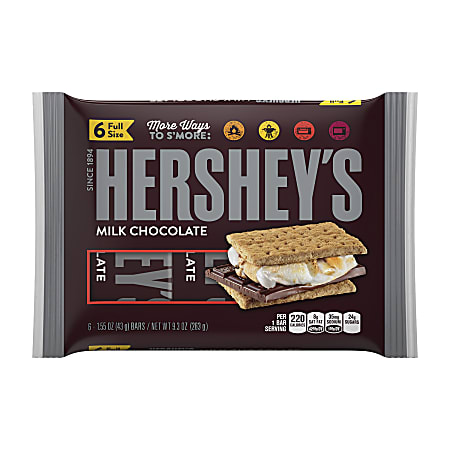 Hershey's® Milk Chocolate Bars, 1.55 Oz, 6 Bars Per Bag, Pack Of 2 Bags  