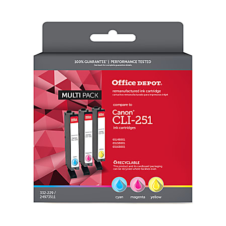 Office Depot® Brand Remanufactured Cyan, Magenta, Yellow Ink Cartridge Replacement For Canon® CLI-251, Pack Of 3