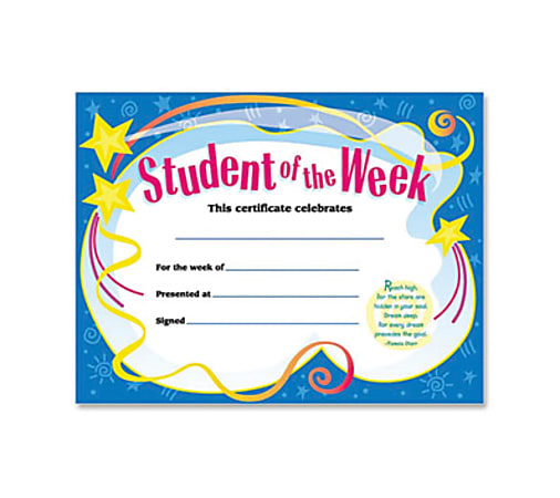Trend Student of The Week Award Certificate - Trend Student of The Week Award Certificate -