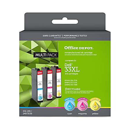 Office Depot® Remanufactured Cyan; Magenta; Yellow High-Yield Ink Cartridge Replacement For Dell™ 33XL, Pack Of 3, ODD33XLMP