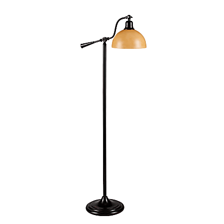 OttLite® Concord Task Floor Lamp, 63 3/4"H, Antique Glass Shade/Rubbed Bronze Base