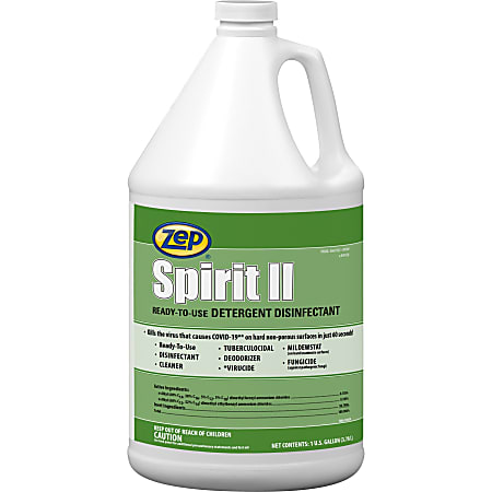 Zep Spirit II Detergent Disinfectant - Ready-To-Use Liquid - 128 fl oz (4 quart) - Bottle - 1 Each - Multi