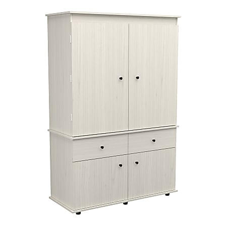 Inval 48"W Armoire/AV Storage Cabinet, Washed Oak