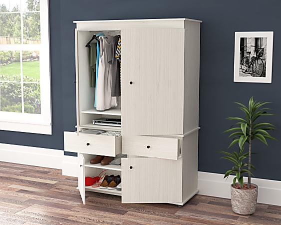 Inval 48 W ArmoireAV Storage Cabinet Washed Oak Office Depot