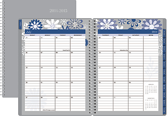i.e.™ Monthly Academic Planner, 8" x 11", 30% Recycled, Gray, July 2014-June 2015
