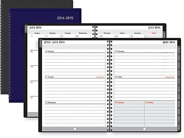 FORAY® Academic Weekly/Monthly Planner With Storage Pocket, 8" x 11", 30% Recycled, July 2014-August 2015, Assorted Colors