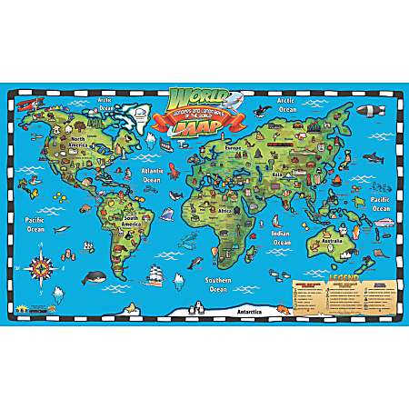 Popar Kid's World Map Interactive Wall Chart, 32" x 54”