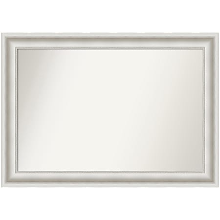 Amanti Art Non-Beveled Rectangle Framed Bathroom Wall Mirror, 29-1/2” x 41-1/2”, Parlor White