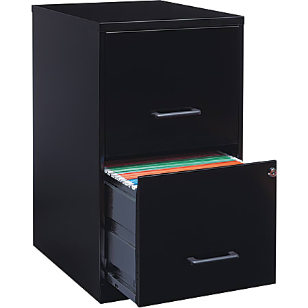 Hirsh 18" Deep 2-Drawer Steel File Cabinet - 14.3" x 18" x 24.5" - 2 x Drawer(s) for File - Letter - Glide Suspension, Locking Drawer, Drawer Extension, Pull Handle - Baked Enamel - Recycled - Assembly Required