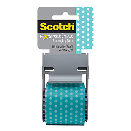 Scotch® Decorative Shipping And Packaging Tape With Dispenser, 2" x 13.8 Yd., Black/White Fishnet