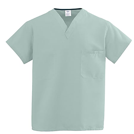Medline ComfortEase™ Unisex 1-Pocket Reversible Scrub Top, 4X, Seaspray
