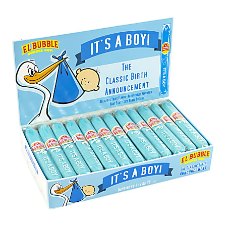 Concord Confections It's A Boy Blue Bubble Gum Cigar Box, 25.2 Oz, Pack Of 36 Gum Cigars