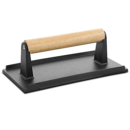 Gibson General Store Addlestone Preseasoned Cast-Iron Grill Press, 11", Black