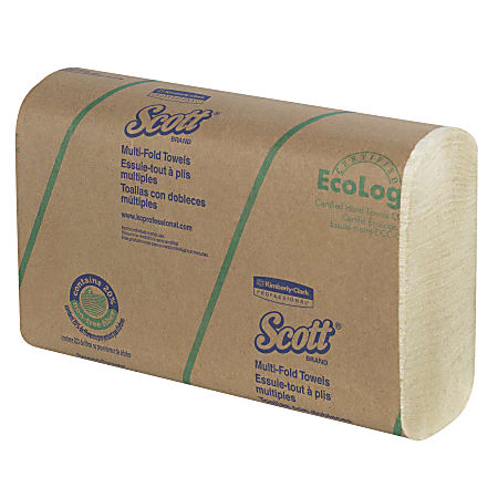 Scott® Multi-Fold 1-Ply Paper Towels, Soft Wheat, 250 Sheets Per Roll, Pack Of 16 Rolls
