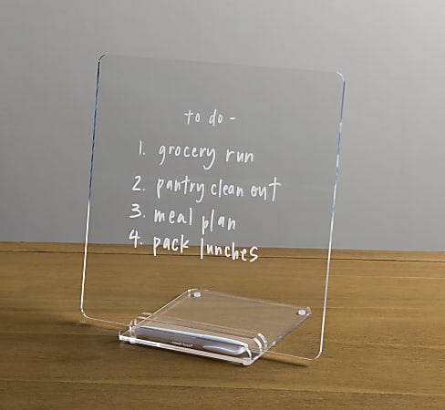 Russell & Hazel Dry-Erase Acrylic Memo Board, 12”H x 12”W x 6-1/2”D, Clear